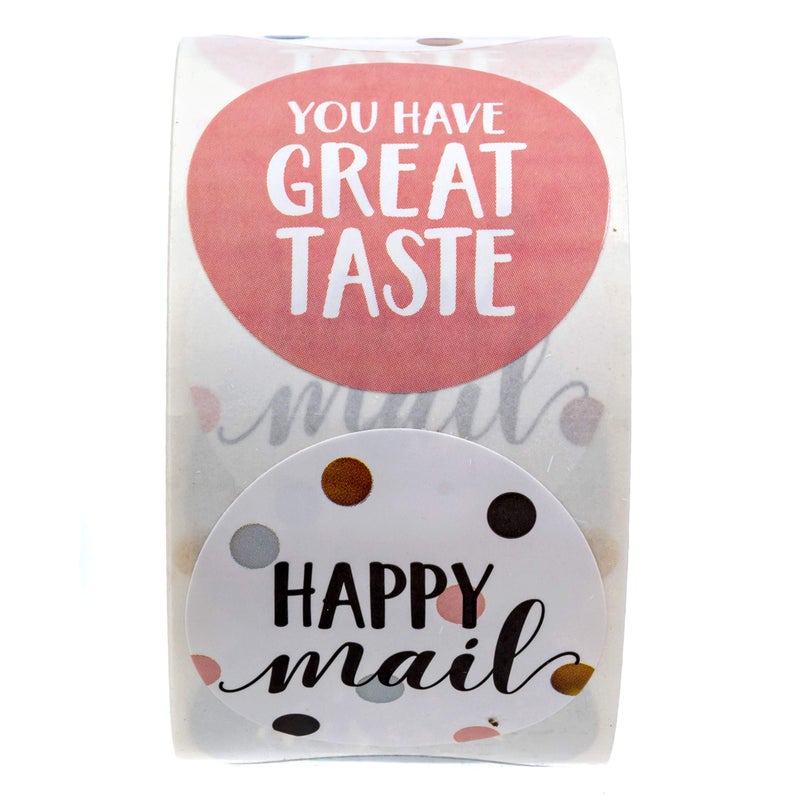 SBlabels Assorted Happy Mail Stickers / 500 Colorful Great Taste Stickers / 6 Chic Label Designs / 1.5" Small Business Customer Order Package Envelope Seals/Made in The USA - Image 3